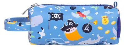 Productafbeelding van ALLC kleurrijke kindertas voor pennen en potloden met grote lus (Piratenblauw)