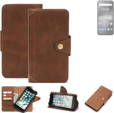 Produktbild von K-S-Trade Handyhülle kompatibel mit Gigaset GS5 Schutz Hülle Walletcase Bookstyle Tasche Case Handytasche Wallet Flipcase Cover PolyurethanBraun (1x)