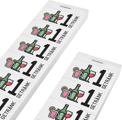 Produktbild von CombiCraft Wertmarken Block '1 Getränk' auf 10er Streifen, weißes Papier - 1000 Abrisse pro Satz