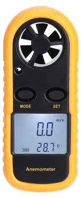 Imagen del producto de Anemómetro digital portátil de mano, medidor de velocidad del viento y temperatura, con pantalla LCD