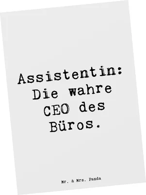 Produktbild von Mr. & Mrs. Panda Postkarte Spruch Assistentin Königin - Weiß - Geschenk, Berufsgestaltung, Accessoires, Ansichtskarte, Wertschätzung, Postkarten, Ansichtskarten, Beruf