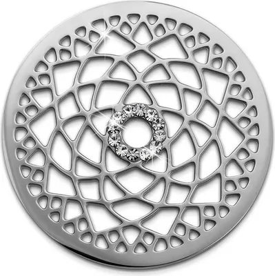 Image de Amello Coins argent 30 mm insertion zirconium acier inoxydable fleur de lotus dames ESC532JW