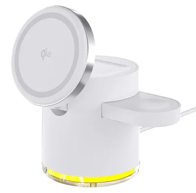Produktbild von INF 3-in-1 Faltbares Magnetisches Kabelloses Ladegerät: 15W Qi2 Ladestation Weiß