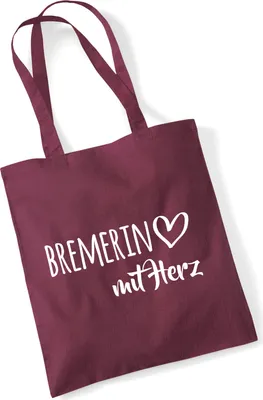 Produktbild von Huuraa Jutebeutel Bremerin mit Herz 10 Liter Burgundy Baumwolle Tasche Geschenkidee