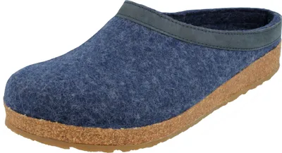 Produktbild von Haflinger Damen Pantoffel Hausschuh Grizzly Torben Wollfilz 713001, Größe:45 EU, Farbe:Blau