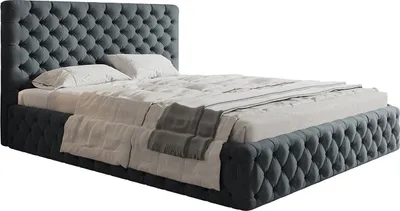 Produktbild von Polsterbett MIAMI-SLIM mit Kopfteil, 180x200 cm, Doppelbett mit Bettkasten und Lattenrost aus Holz, Velourstoff Grau