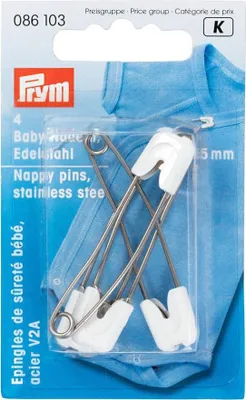 Produktbild von PRYM Baby-Sicherheitsnadeln mit Kunststoffkappe, 55 mm, weiß, 4 Stück