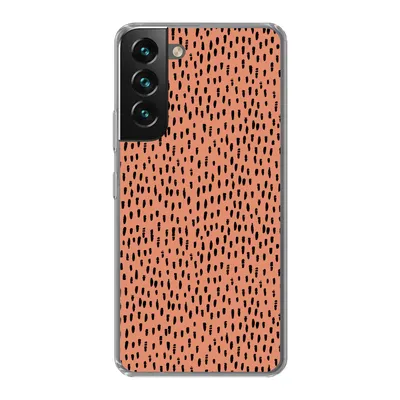 A clear, front-facing product shot of a phone case with a polka dot pattern.