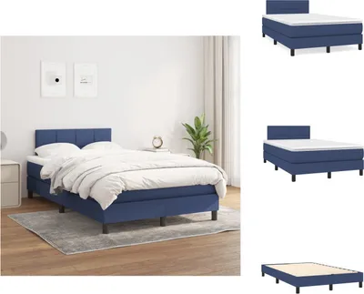 Imagen del producto de vidaXL Base de cama con somier y colchón, color azul, 120x200 cm, tapizado en tela - Camas y estructuras de cama
