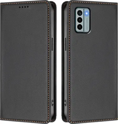Produktbild von Handyhülle für Nokia G22, Kunstleder Klapphülle Stoßfeste Magnetische Hülle mit Ständer Schwarz