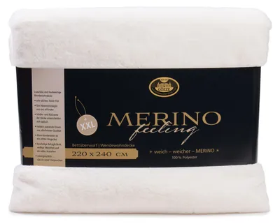 Zdjęcie produktu dla Gözze dwustronny koc merino 220 x 240 cm wełna biały