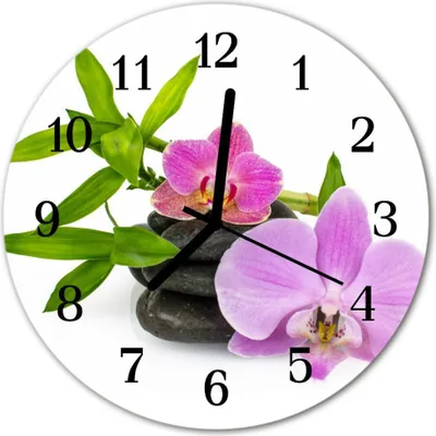 Produktbild von Glasuhr Wanduhr Küchenuhr Echt-Glas 30fi cm Orchidee violett