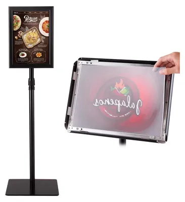 Produktbild von GOPLUS Infoständer höhenverstellbar, drehbarer Plakatständer DIN A4 mit PVC-Abdeckung, Präsentationsständer für Hoch & Querformat (2 pcs, A4, Schwarz)
