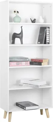 Image de Bibliothèque industrielle - Bibliothèque à 5 étagères - 5 compartiments - Étagère à livres - Étagère à compartiments - Ouverte - Blanche