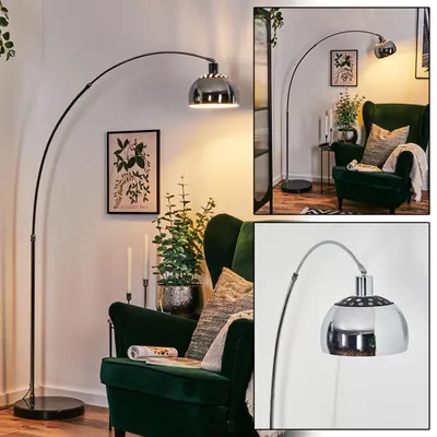 Produktbild von Gavirate Stehlampe aus Metall mit Marmorfuß in Schwarz/Chromfarben/Weiß
