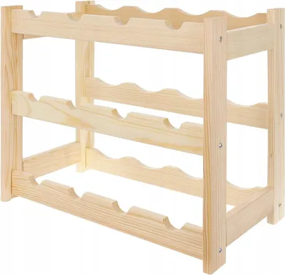 Produktbild von STOLMAK Weinregal aus Holz für 12 Flaschen Natur Kiefernholz 44x38x25 cm Flaschenregal Weinschrank Weinständer Flaschenhalter Kellerregal