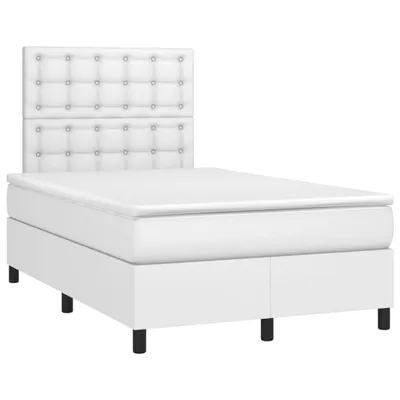 Produktbild von vidaXL Boxspringbett mit Matratze Weiß 120x200 cm Kunstleder