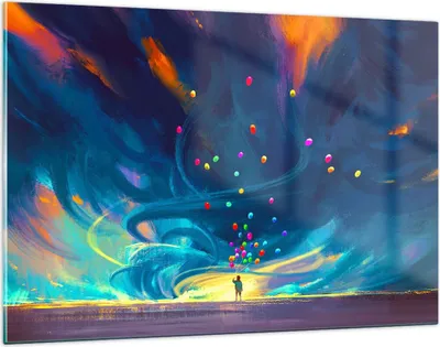 Produktbild von Bilder auf glas - Abstraktion Ballon - 120x80cm - Glasbilder - Wandbilder - Kunstdruck - zum Aufhängen bereit - Wanddekoration aus Glas - Glas Bilder - Wandbild auf Glas - Einteilig - GAA120x80-3714