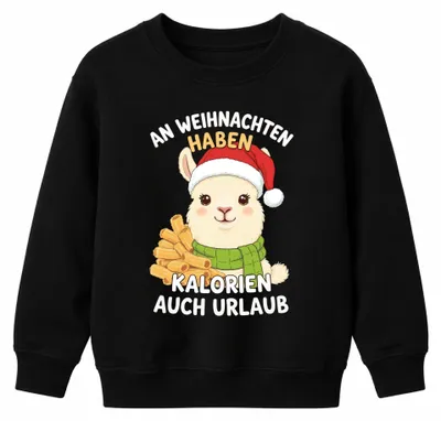 Produktbild von An Weihnachten Haben Kalorien Urlaub Alpaka Nikolaus Kinder Sweatshirt Pullover, Schwarz, 140