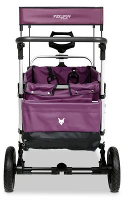 Produktbild von FUXLIFE by FUXTEC Bollerwagen FX-CTL900 Purpur - Premium faltbar  Kinder Transportwagen mit Sonnendach  5-Punkt-Gurte  klappbarer Handwagen mit Kühltasche Purpur