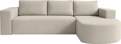 Produktbild von FEDVE Ecksofa Tolga aus Bouclé-Stoff mit Schlaffunktion, Beige