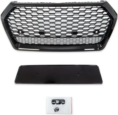 Image de Calandre sport noire brillante à motif alvéolé, compatible avec l'Audi Q5 (modèles 2017-2020)
