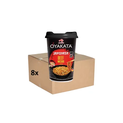 Produktbild von 8er-Pack Ajinomoto OYAKATA Instantnudeln Yakisoba CUP Japanese Rind Wasabi 93g