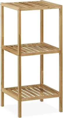 Image de Etagère de salle de bain en noyer avec étagères ouvertes