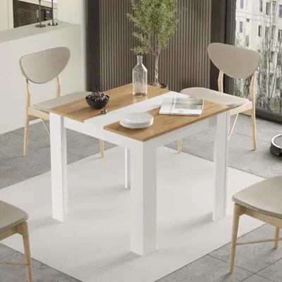 Produktbild von Quadratischer Esstisch Houseland Future 01 weiß/Castello Eiche