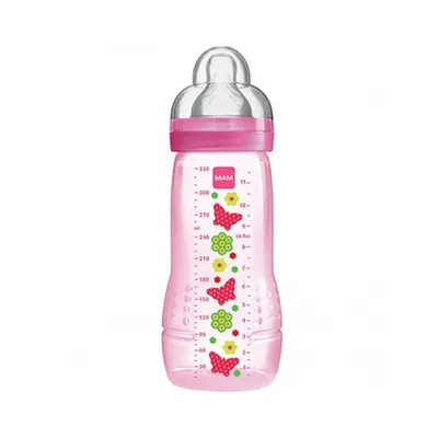 Produktbild von MAM Biberon Cercles ROSE Baby-Flasche + Sauger, 330ml Fassungsvermögen, -frei