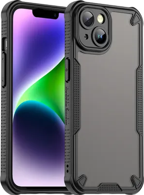 Immagine prodotto di Custodia protettiva per iPhone 14, retro traslucido opaco, custodia bumper in TPU Nero