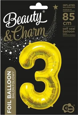 Immagine prodotto di Balon foliowy cyfra 3 złoty 85 cm