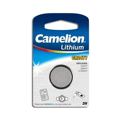 A blister pack of Camelion Lithium CR2477 batteries.