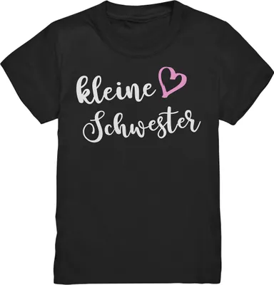 Produktbild von Kleine Schwester T-Shirt Herz Liebe Kleine Schwester Geschenk – Black / 134/146 (9-11)