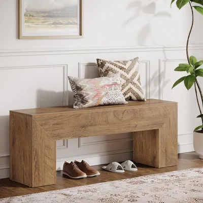 Immagine prodotto di Panca da ingresso in stile rustico, porta scarpe, 120 cm, color marrone naturale