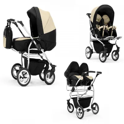 Produktbild von Zwillingskinderwagen 4 in 1 Duo inkl. Autositze - 13 Teile - in 20 Farben
