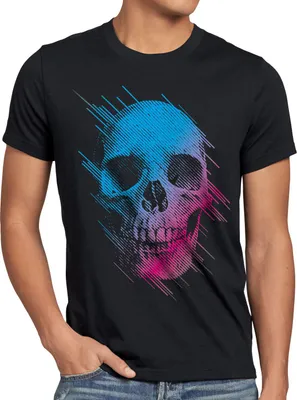 Produktbild von style3 Neon Skull T-Shirt Herren totenkopf disco neon festival, Größe:5XL, Farbe:Schwarz