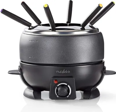 Obrázok produktu pre NEDIS Fondue sada 800 W 2,3 l 6 vidličiek s nepriľnavým povrchom Termostat čierny FCFO110EBK6