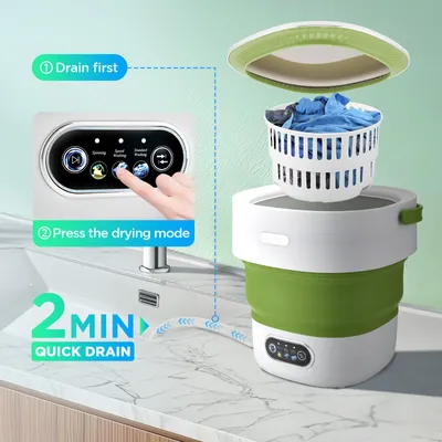 Produktbild von Mini-Waschmaschine - Tragbare Waschmaschine mit Schleuder - 13 l - 3 Waschmodi - Grün
