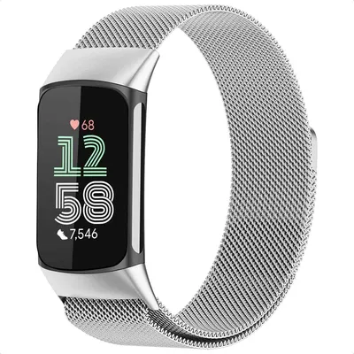 Productafbeelding van imoshion Milanees magnetisch bandje voor de Fitbit Charge 5 - Maat S - Zilver