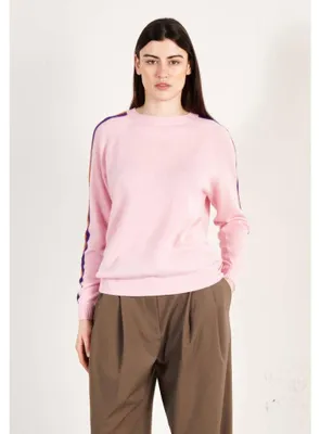 Produktbild von Studio Cashmere8 Damenpullover mit Rundhalsausschnitt ZAYA 19 - Babyrosa / violet / Mandarinorange / Ecru - Größe M
