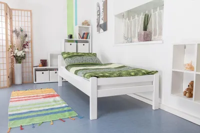 Produktbild von Einzelbett / Gästebett "Easy Premium Line" K1/ Voll, 90 x 200 Buche Vollholz massiv weiß lackiert