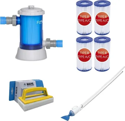 Zdjęcie produktu dla Bestway - Odkurzacz basenowy AquaCrawl & pompa filtrująca 5678 L/u & 4 filtry typu III & szczotka szorująca WAYS