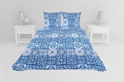 Image de Couvre lit microfibre + taies 220 x 240 cm Persan bleu