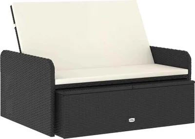 Image de vidaXL Ensemble salon de jardin 2 pièces avec coussins Poly rotin noir