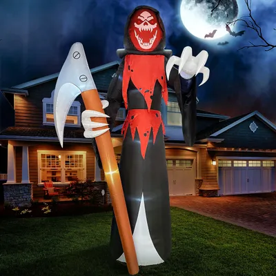 Aufblasbarer Sensenmann 3,7 m mit LED für Halloween-Deko