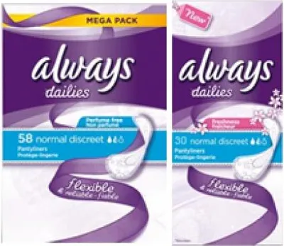Immagine prodotto di Always Dailies Normal Discreet 58 salvaslip + 30 salvaslip Normal Discreet