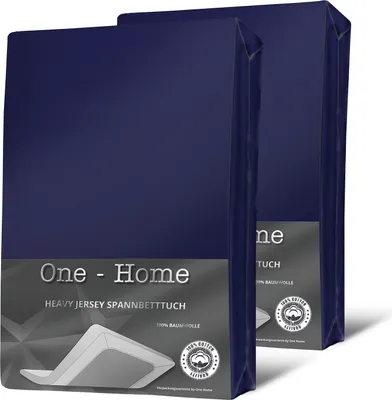 Produktbild von 2 Topper Spannbettlaken navy blau 140x200 - 160x200 cm Heavy Jersey Baumwolle
