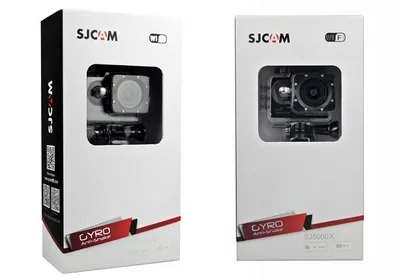 Two boxes of SJCAM action cameras side-by-side.