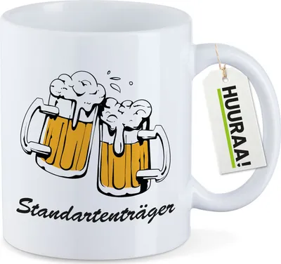 Produktbild von Huuraa Kaffeetasse Standartenträger Schützenfest 330ml Weiß Keramik Kaffeebecher Geschenkidee